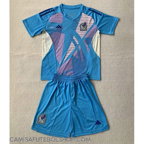 Camisa de time de futebol México Goleiro Replicas 2º Equipamento Infantil Copa America 2024 Manga Curta (+ Calças curtas)